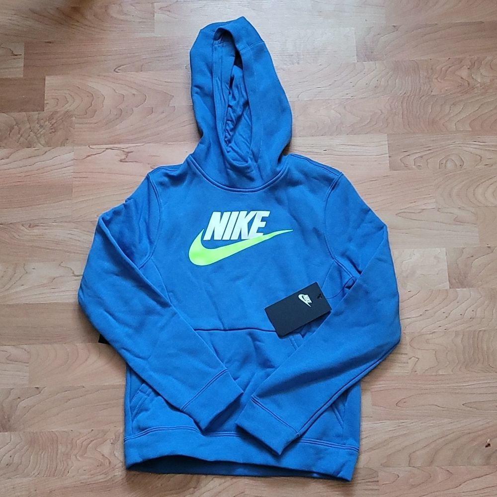 Nike Sportswear Hoodie Blue Yellow White Boys Girls Just Do It Sweatshirt